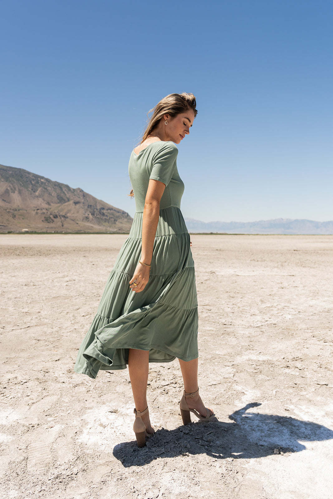 McKayla Tiered Dress in Sage - FINAL SALE | böhme