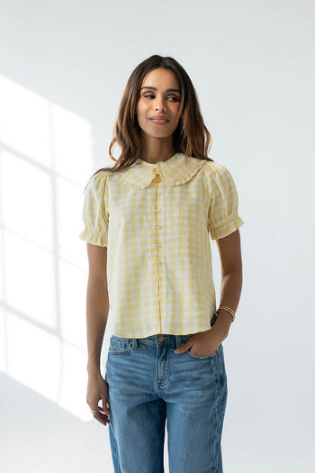 Nelly Gingham Blouse in Yellow