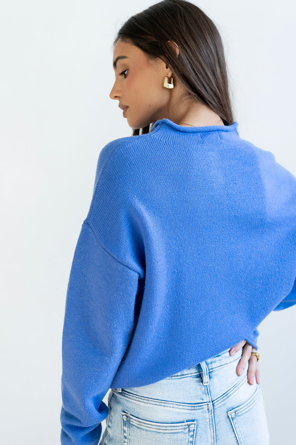 Meli Button Front Knit Sweater in Blue - FINAL SALE