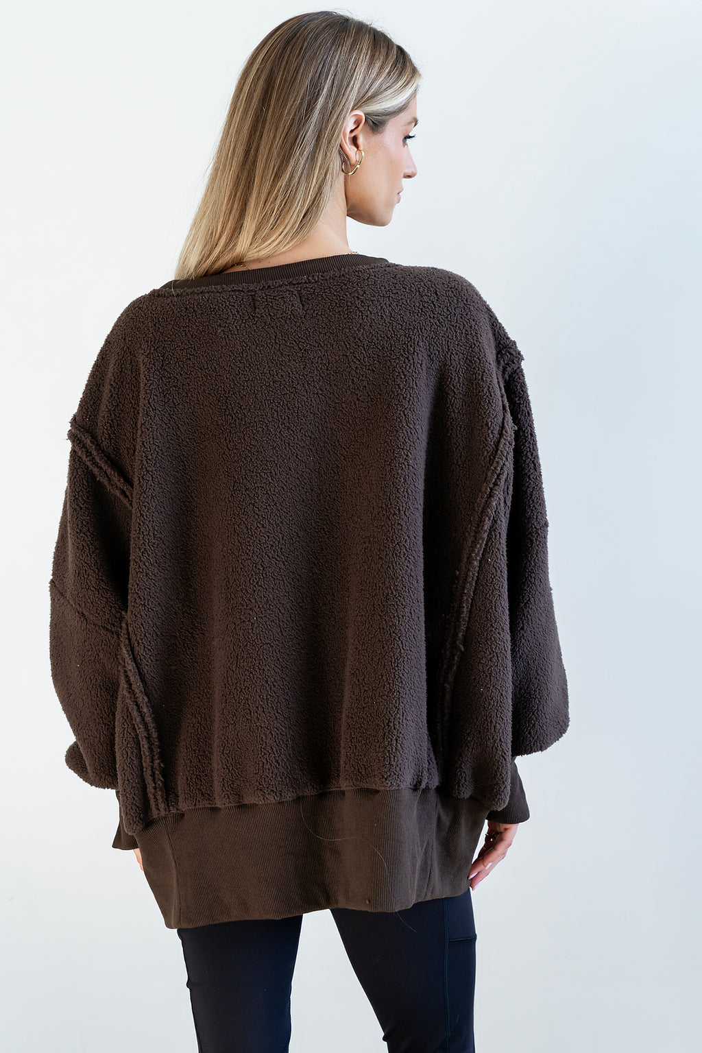 Moxie Oversized Sherpa Sweater in Brown - FINAL SALE