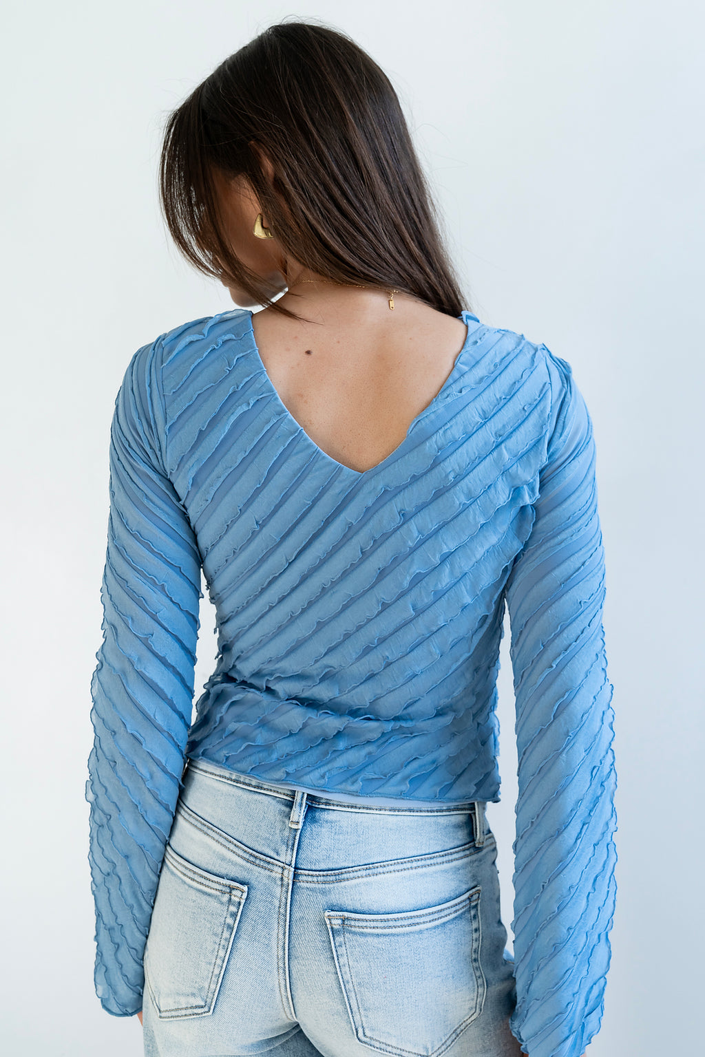 Brianna Ruffle Top in Blue