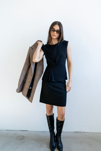 Fér Böhme Zipper Back Suede Skirt in Black