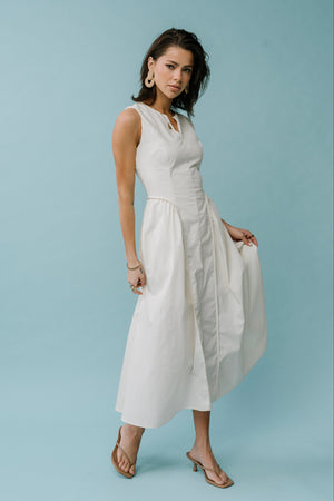 böhme Jaynie Midi Dress in Cream Size XL, Cotton