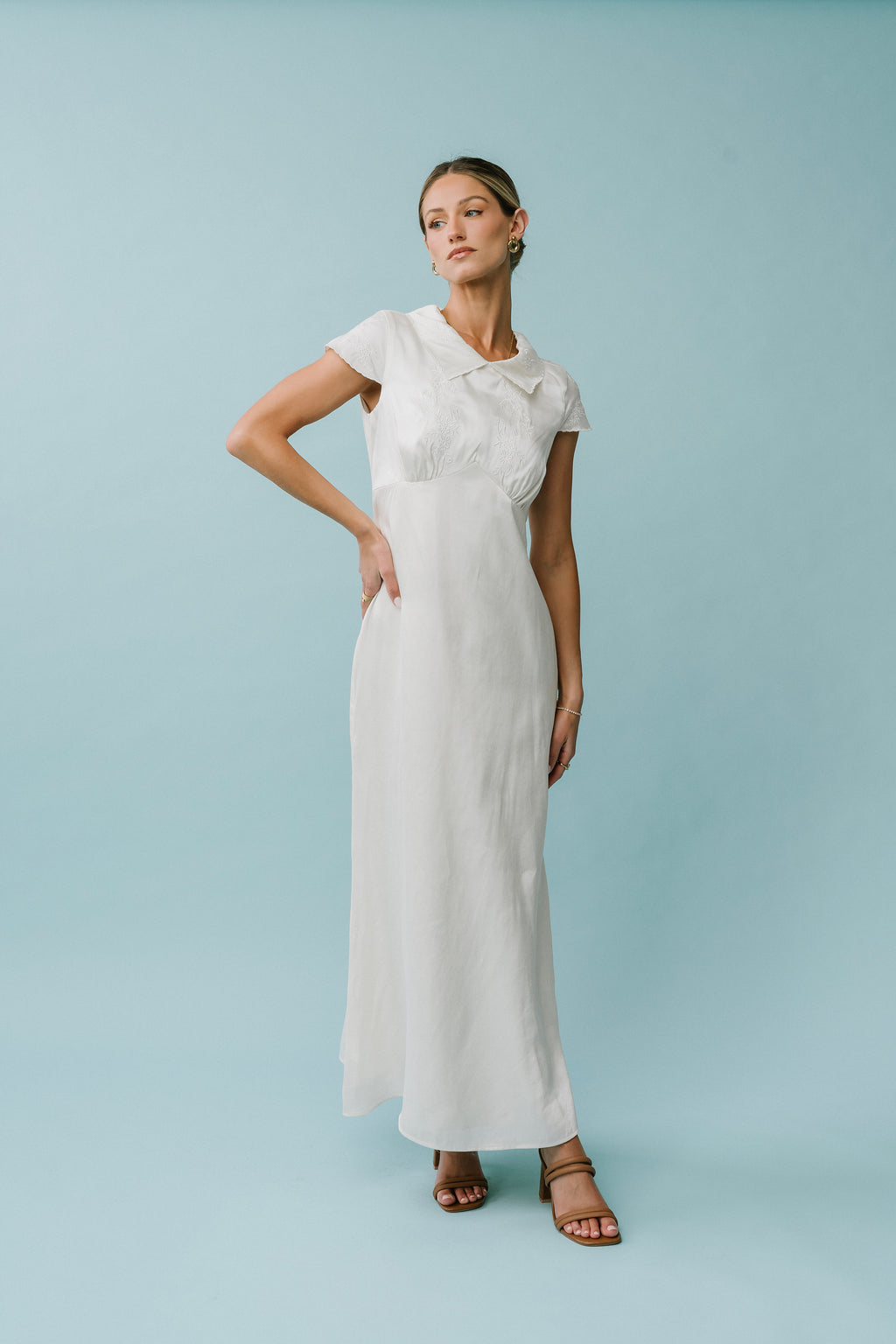 Tammy Embroidered Maxi Dress in Ivory