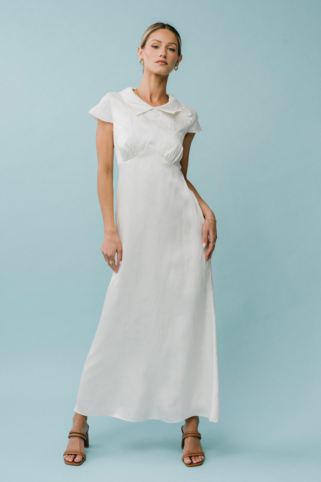 Tammy Embroidered Maxi Dress in Ivory