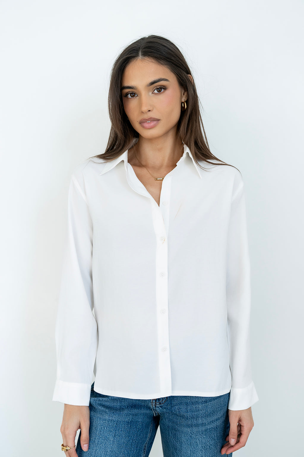 Tacie Button Up in White