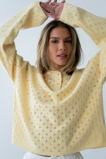 Margot Pointelle Sweater in Butter Yellow - FINAL SALE