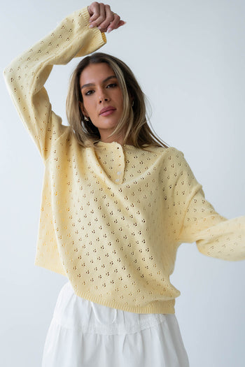 Margot Pointelle Sweater in Butter Yellow - FINAL SALE