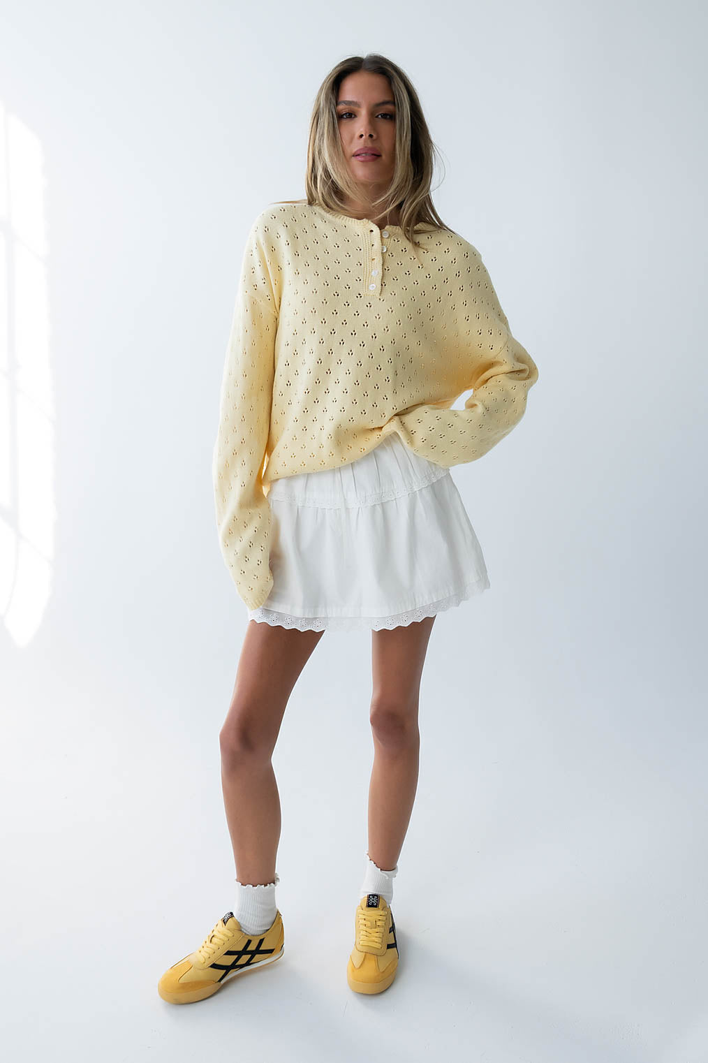 Margot Pointelle Sweater in Butter Yellow - FINAL SALE