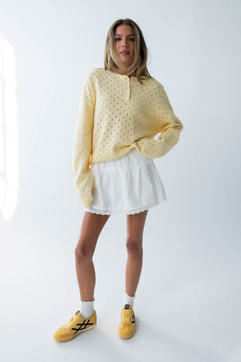 Margot Pointelle Sweater in Butter Yellow - FINAL SALE