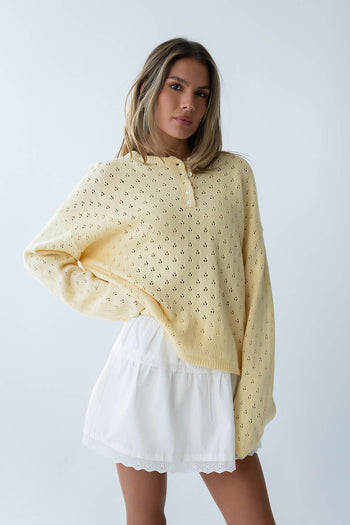 Margot Pointelle Sweater in Butter Yellow - FINAL SALE