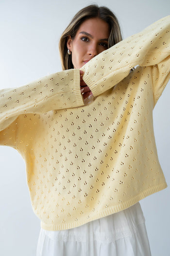 Margot Pointelle Sweater in Butter Yellow - FINAL SALE