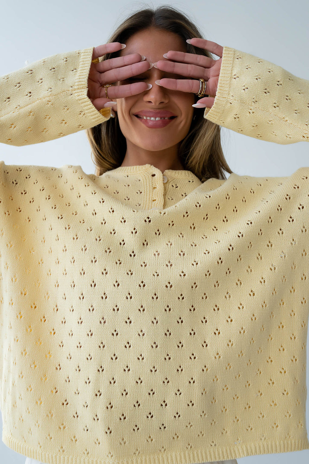 Margot Pointelle Sweater in Butter Yellow - FINAL SALE