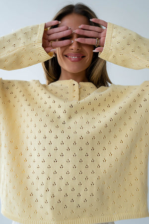 Margot Pointelle Sweater in Butter Yellow - FINAL SALE