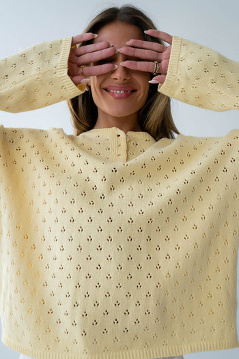 Margot Pointelle Sweater in Butter Yellow - FINAL SALE