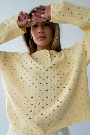 Margot Pointelle Sweater in Butter Yellow - FINAL SALE