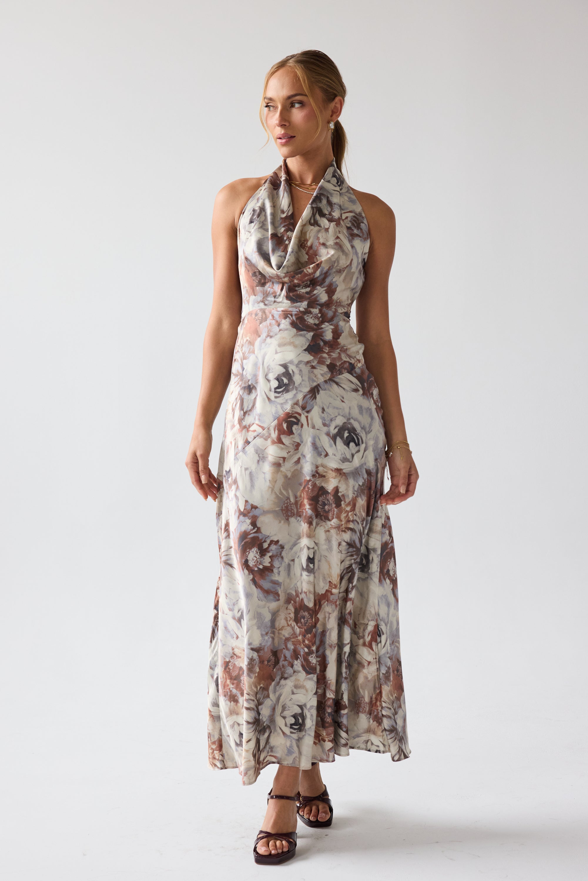 böhme Kimmy Halter Maxi Dress in Sand