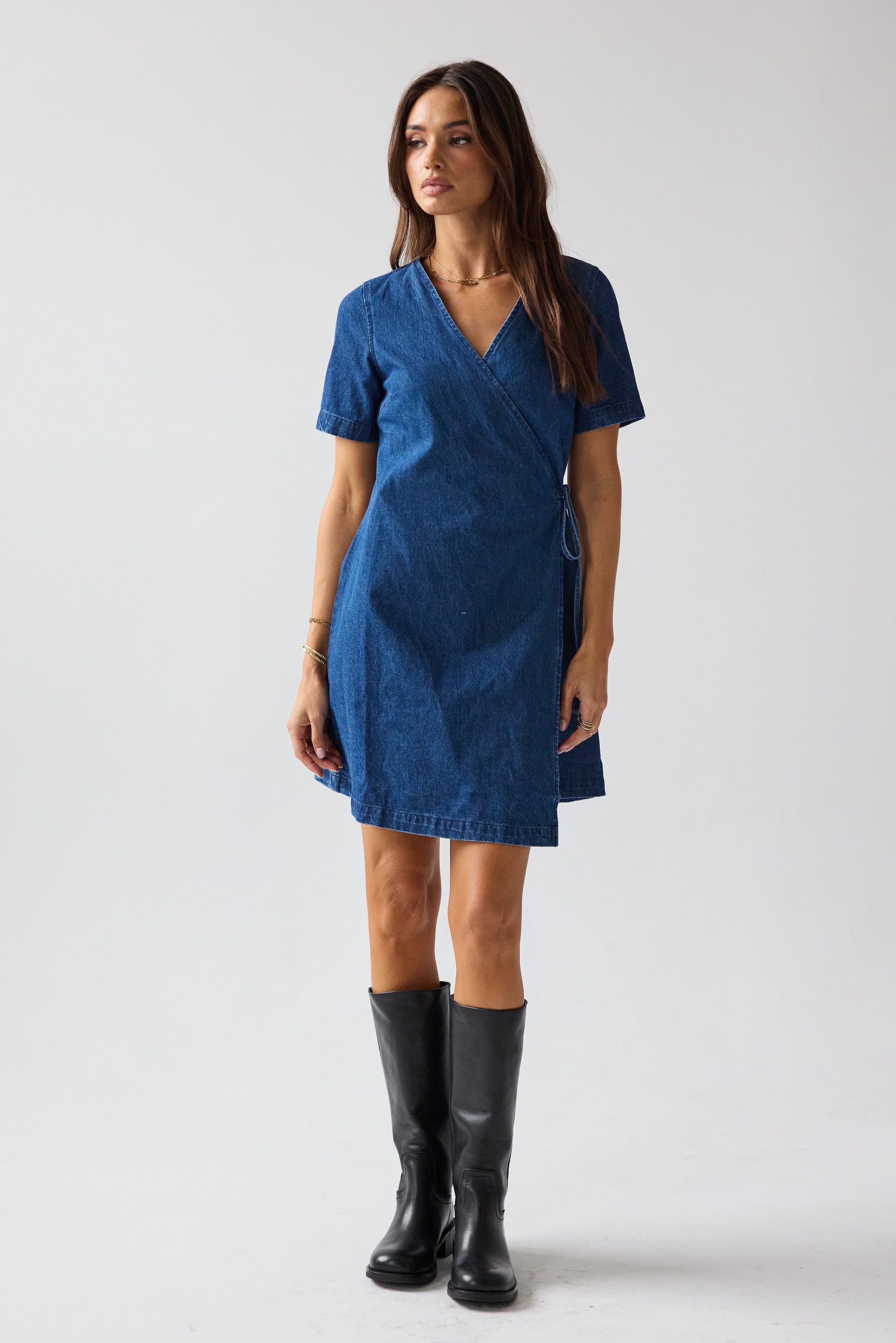 Rue Denim Wrap Dress XL / Medium Wash