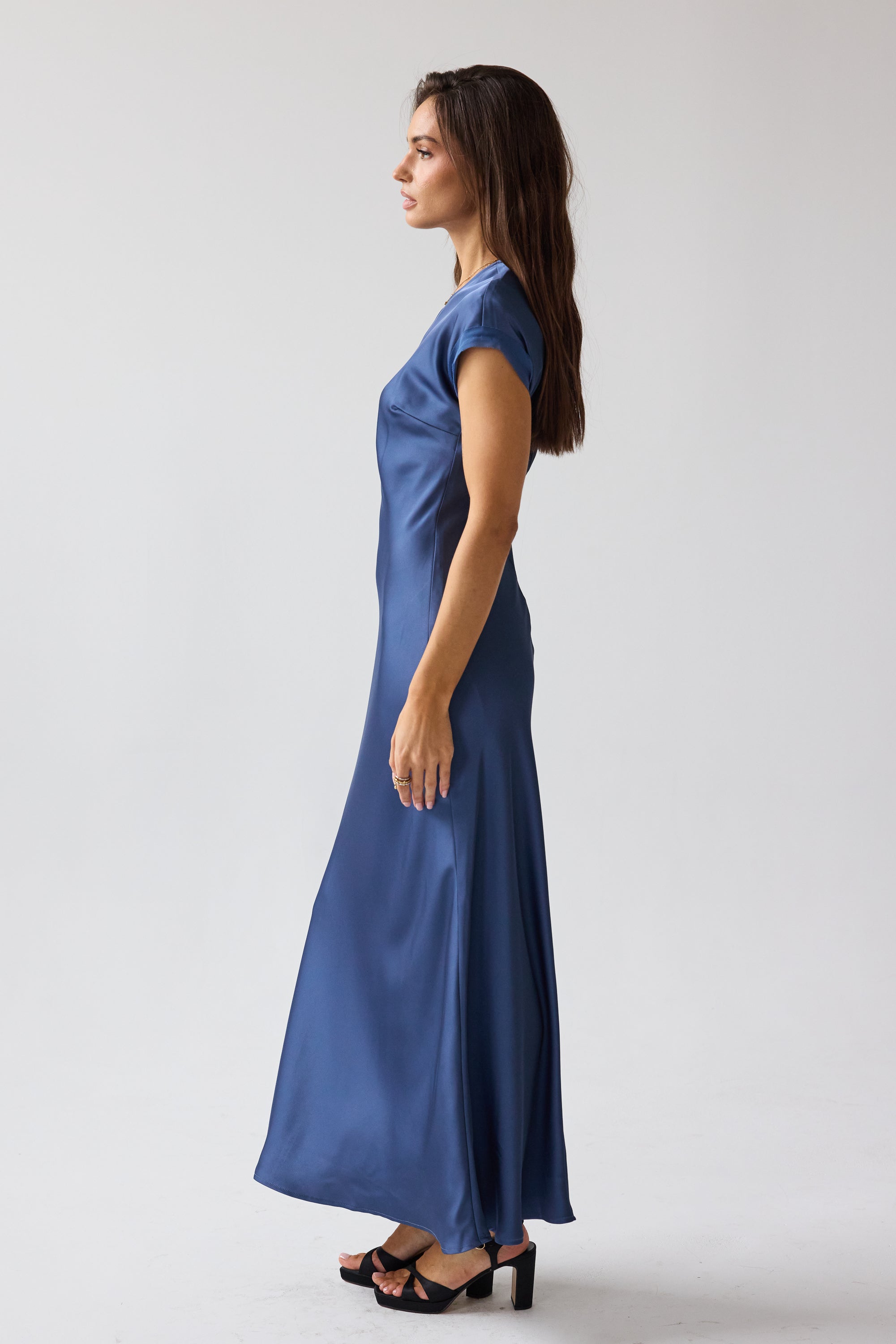 bohme blue dress Hanna Satin Maxi Dress in Blue