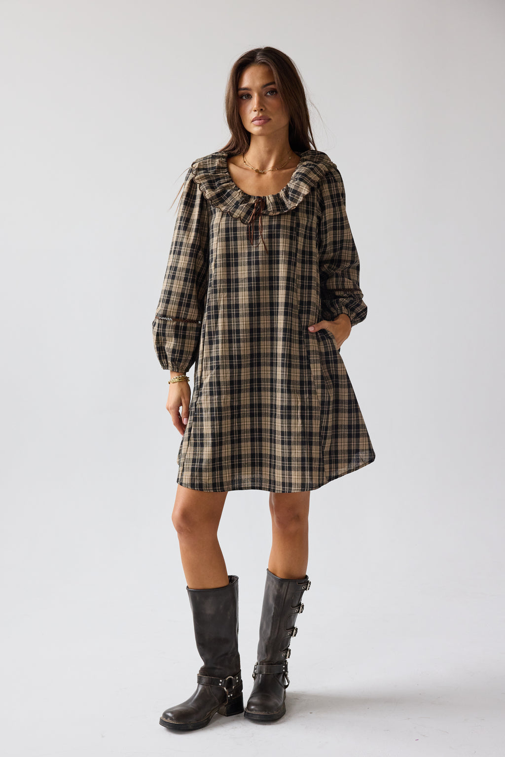 Darlene Plaid Midi Dress - FINAL SALE Darlene Plaid Midi Dress - FINAL SALE
