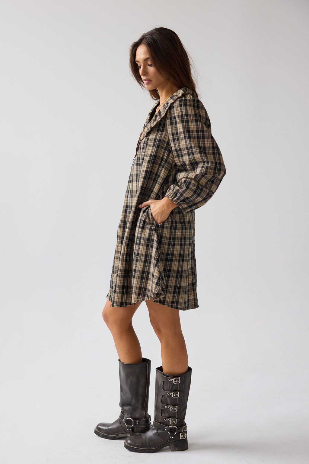 Darlene Plaid Midi Dress