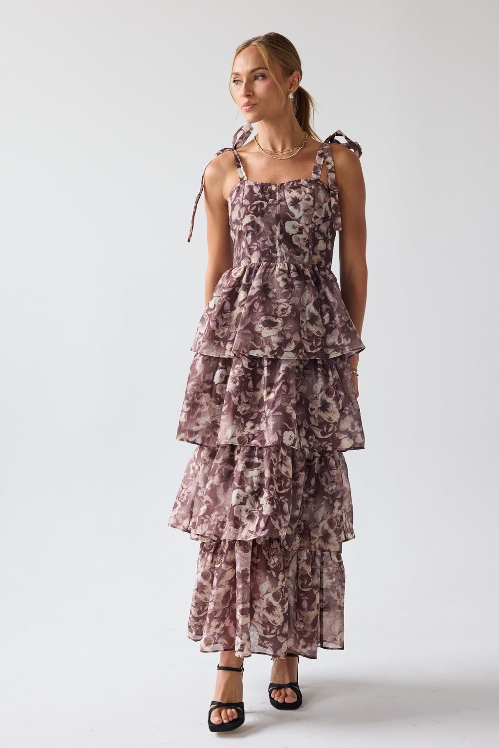 böhme Susan Ruffle Maxi Dress in Burgundy böhme Susan Ruffle Maxi Dress in Burgundy