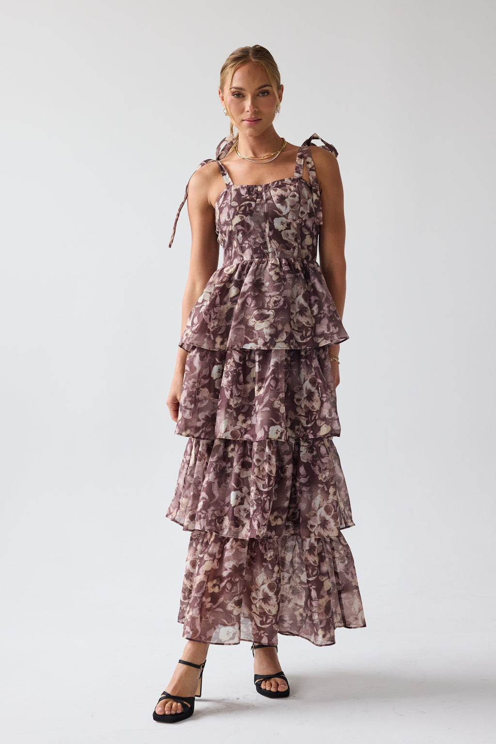 bhme Susan Ruffle Maxi Dress in Burgundy - Size Large, Non Stretch Material bhme Susan Ruffle Maxi Dress in Burgundy - Size Large, Non Stretch Material