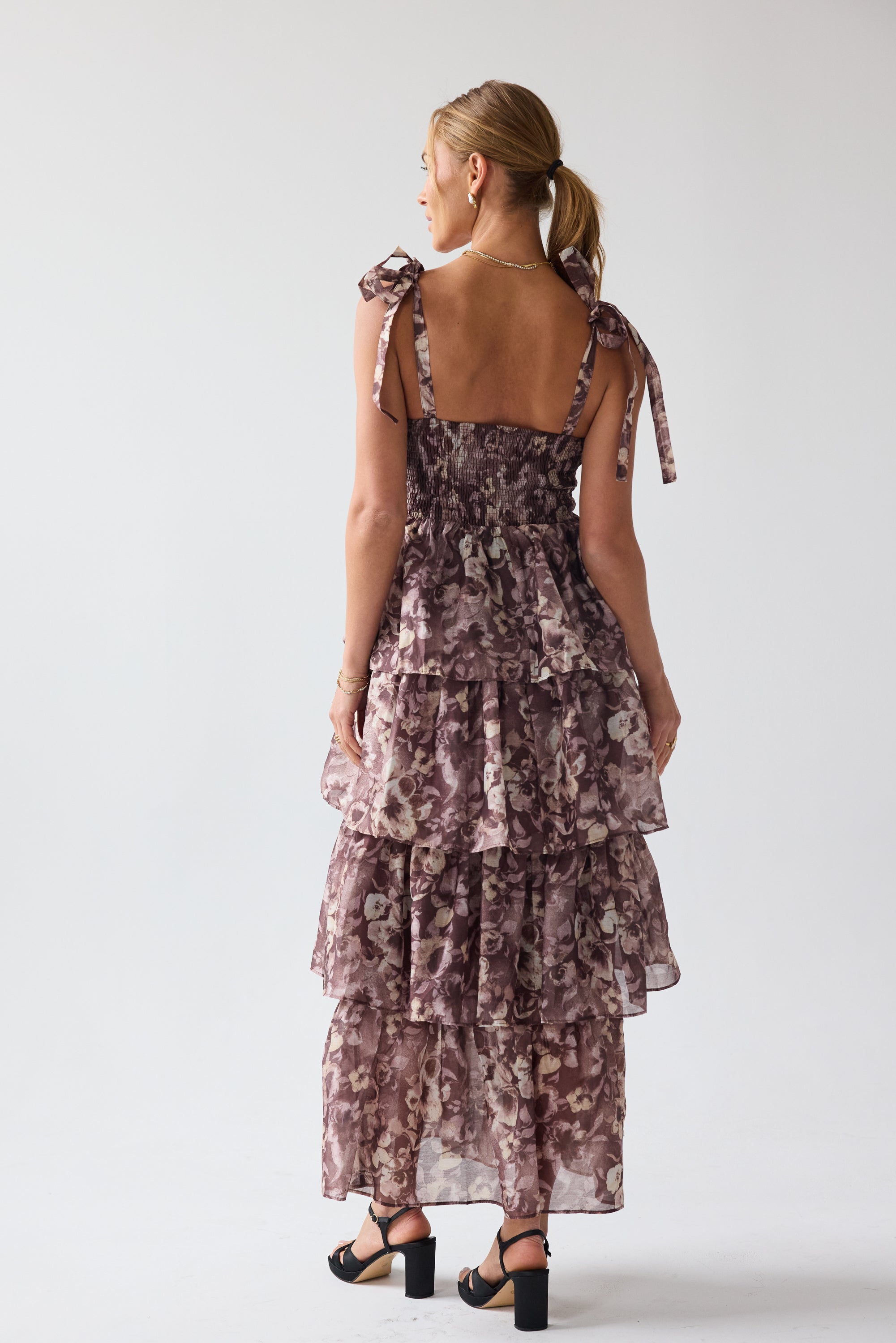 ruffled maxi dress böhme Susan Ruffle Maxi Dress in Burgundy