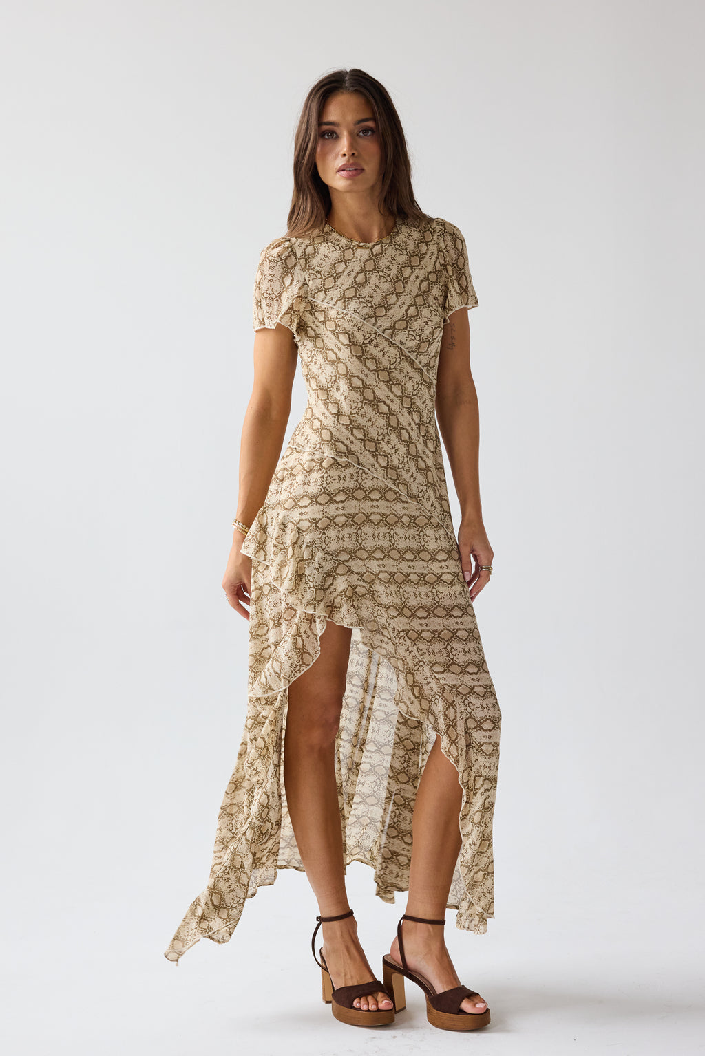 debbie midi dress böhme Debbie Snake Maxi Dress in Beige