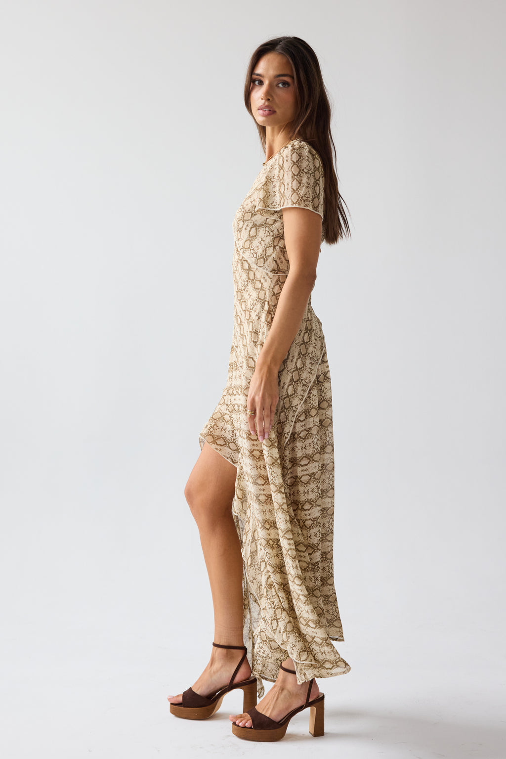 böhme Debbie Snake Maxi Dress in Beige