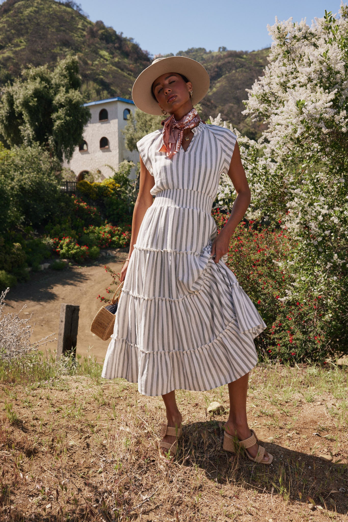 striped cotton maxi dress Women's Its a Good Thing Blue Stripe Cotton Blend Sleeveless Maxi Dress | Size: S