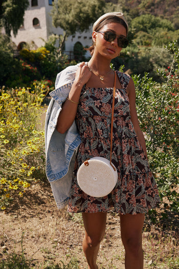 Shawn Floral Mini Dress in Brown - FINAL SALE