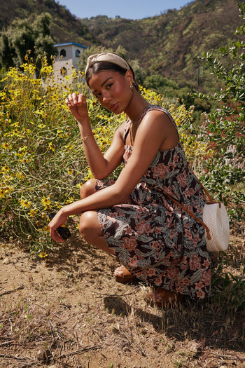 Shawn Floral Mini Dress in Brown - FINAL SALE