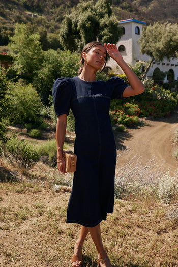 Campbell Denim Dress in Dark Wash - FINAL SALE