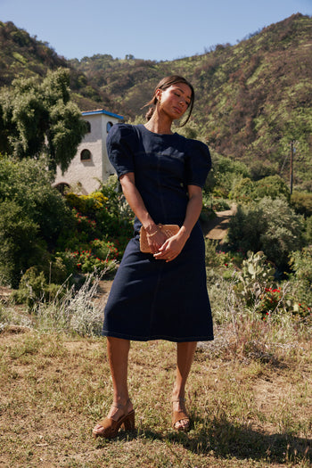 Campbell Denim Dress in Dark Wash - FINAL SALE