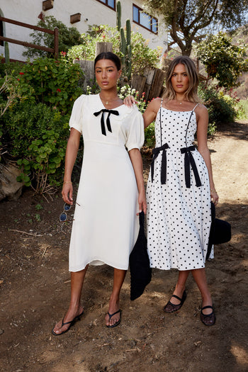 WHITE AND BLACK MIDI DRESS