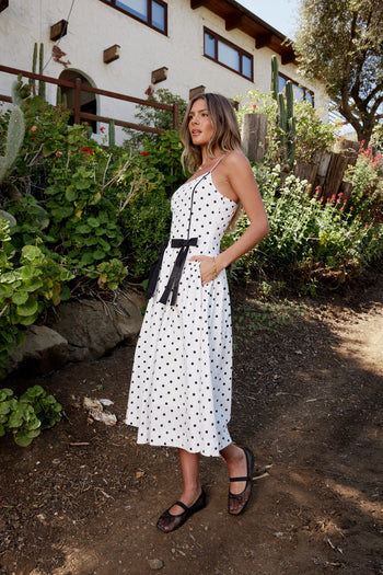 POLKA DOT MIDI DRESS WITH POCKETS