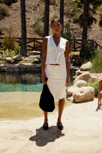 midi lace skirt in white