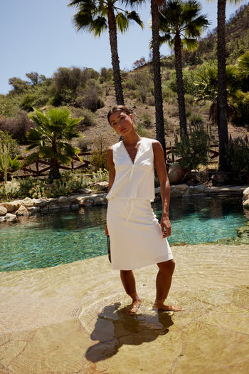 white v-neck tank top
