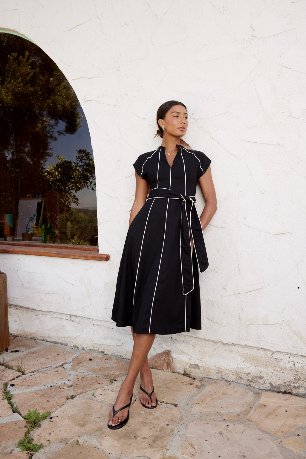 black midi dress sale Glory. Long Sleeve Button Down Midi Dress ELF