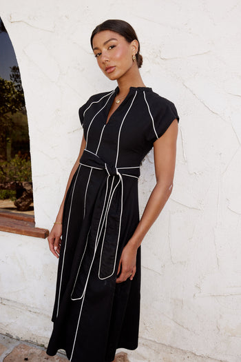  Contrast Midi Dress in Black