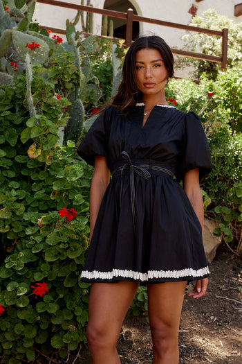 Odette Ric Rac Mini Dress in Black - FINAL SALE
