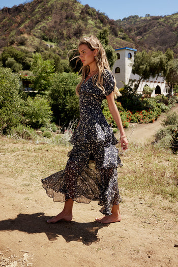 FLORAL PRINT MAXI TIERED DRESS