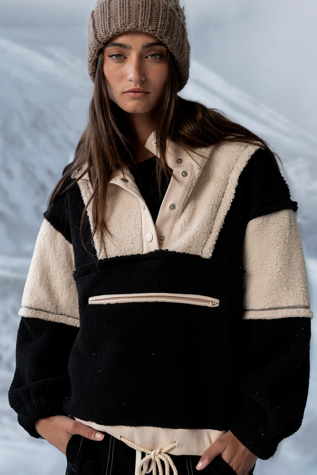 Maria Oversized Sherpa Jacket in Cream