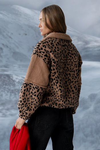 Maria Oversized Sherpa Jacket in Leopard - FINAL SALE