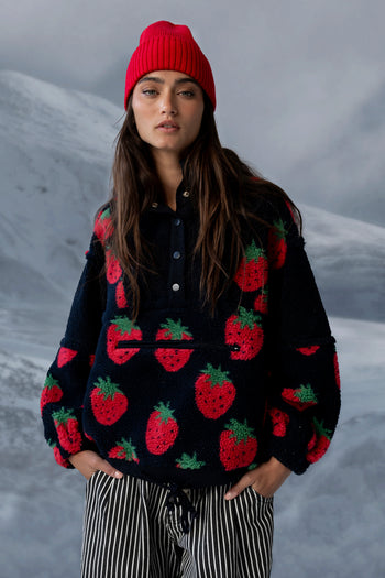 Maria Oversized Sherpa Jacket in Navy - FINAL SALE