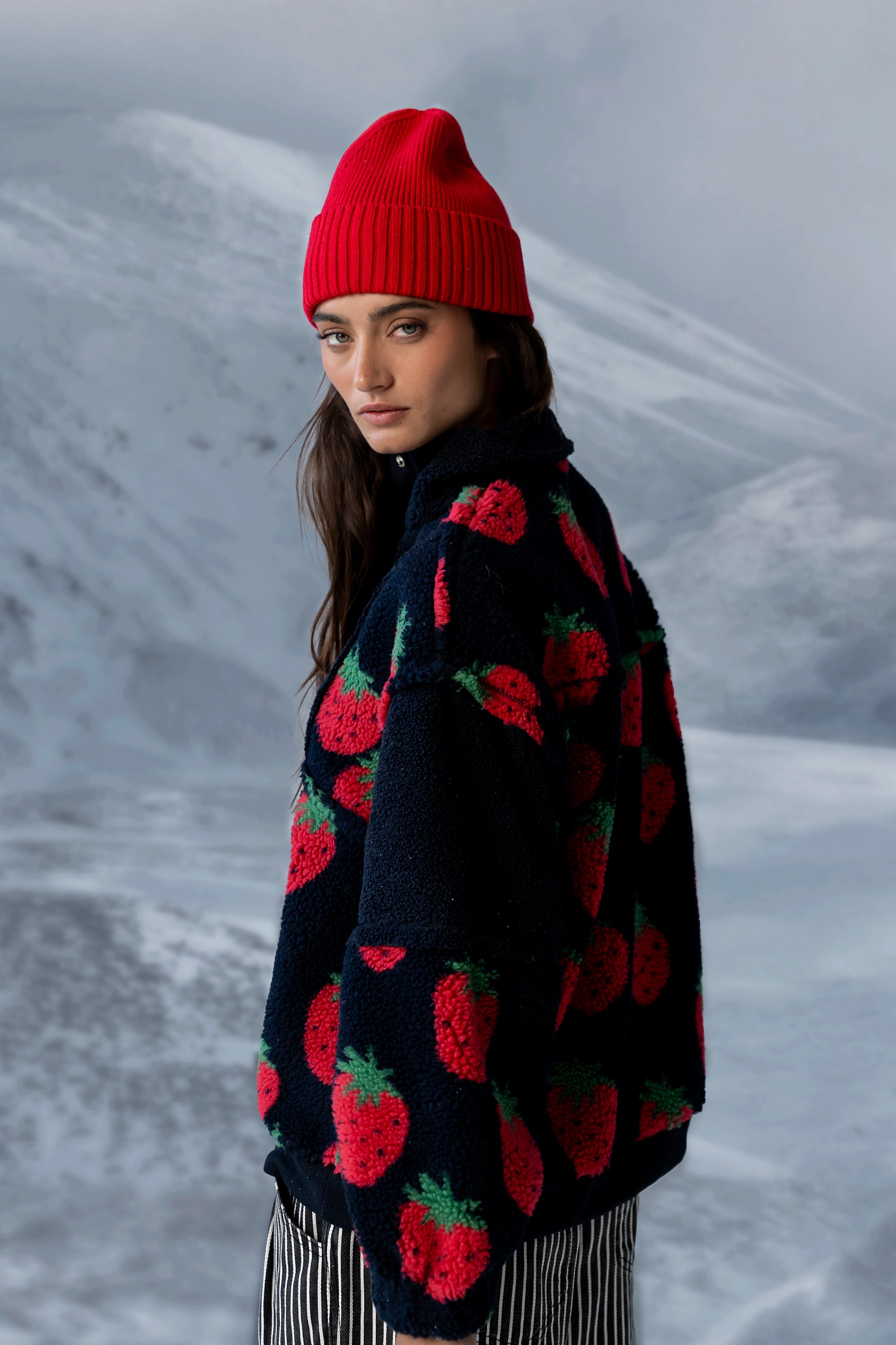 Maria Oversized Sherpa Jacket in Navy - FINAL SALE