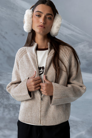 Abbie Ribbed Jacket in Taupe - FINAL SALE