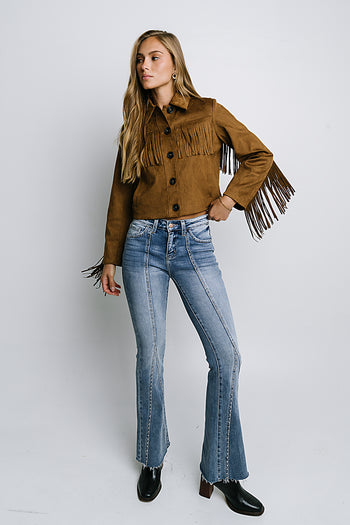 Bridget Fringe Jacket in Cognac