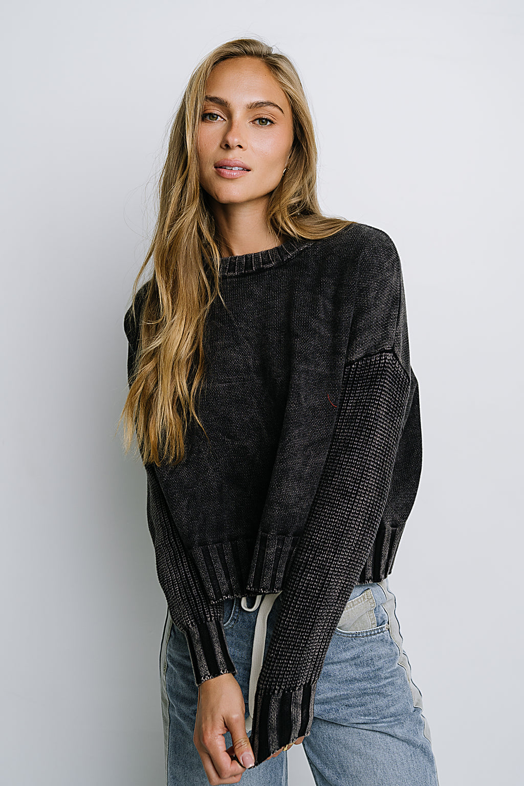 Payton Knit Sweater in Washed Black - FINAL SALE